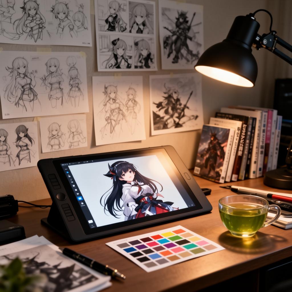アーティストの制作机
